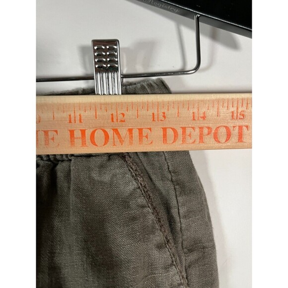 Garnet Hill Linen Pants Wide Leg Crop Crochet Edging Size 2 Army Green Lagenlook - Picture 2 of 11